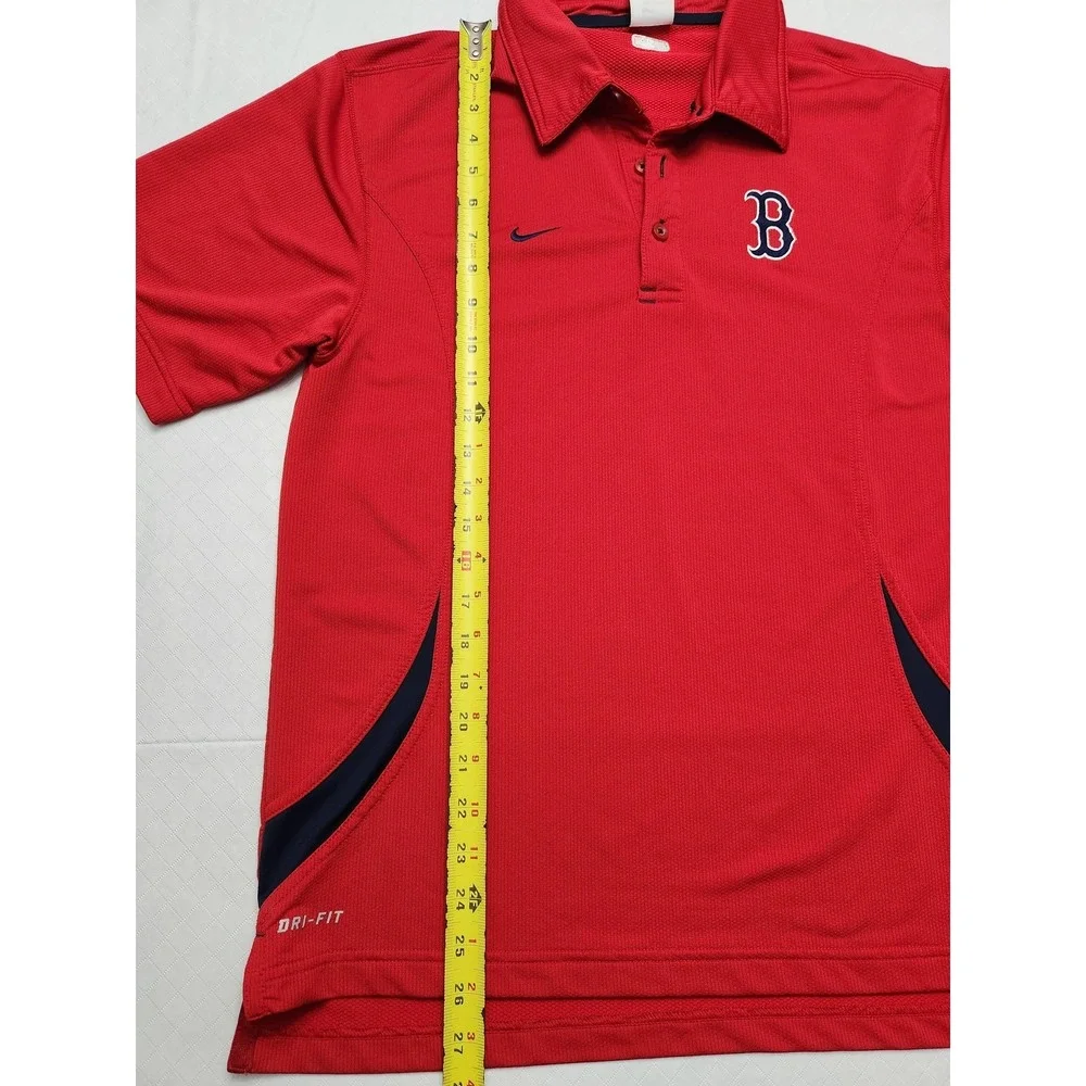 Boston Red Sox Shirt Mens Small Red Nike Dri Fit MLB Baseball Performance Collar